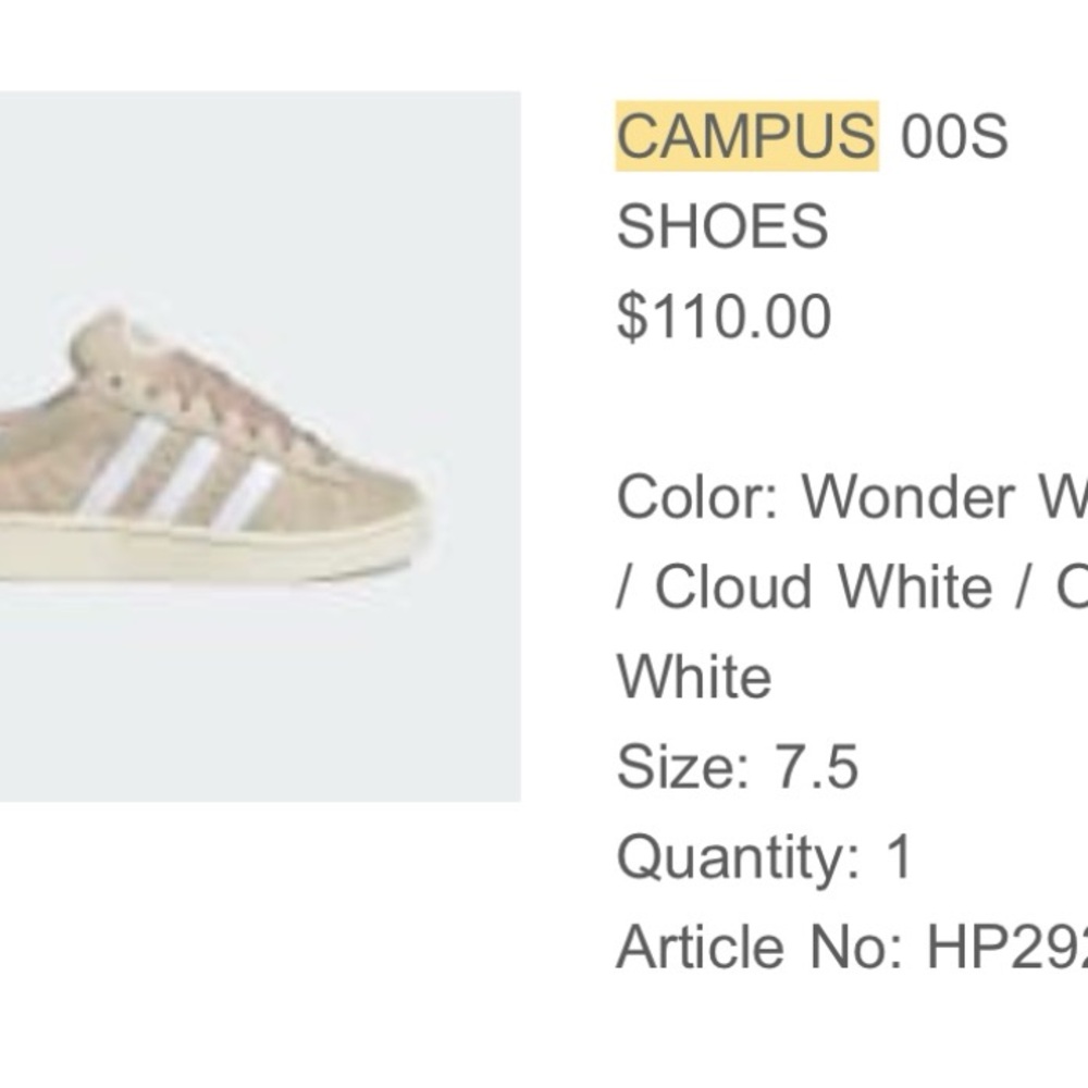 Adidas Campus 00s Sneakers - Size 7.5 Women’s